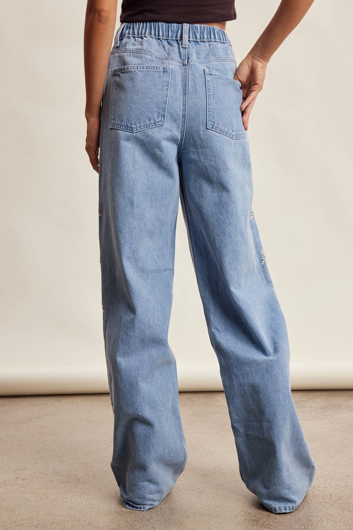 Embroidered Floral Denim Jeans LP0287
