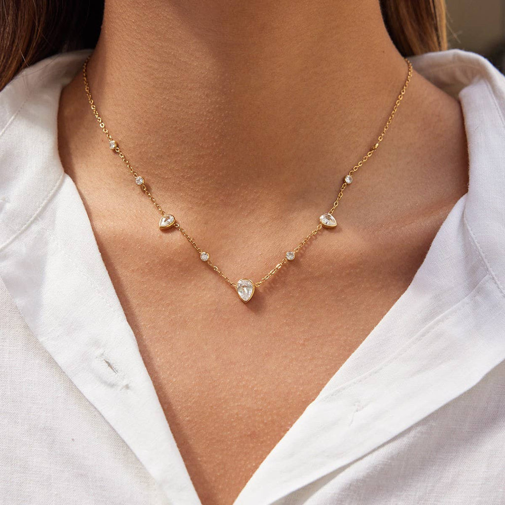 18K STAINLESS STEEL TARNISH FREE CZ NECKLACE | 40NK9693