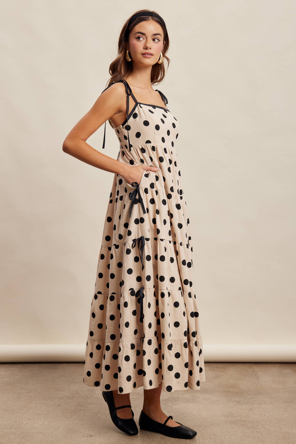 Polka Dot Tiered Maxi Dress LD1634