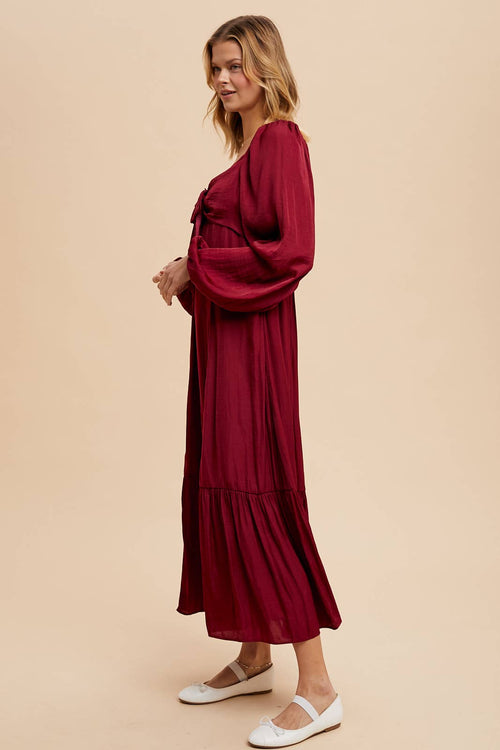 BOW SATIN MAXI DRESS