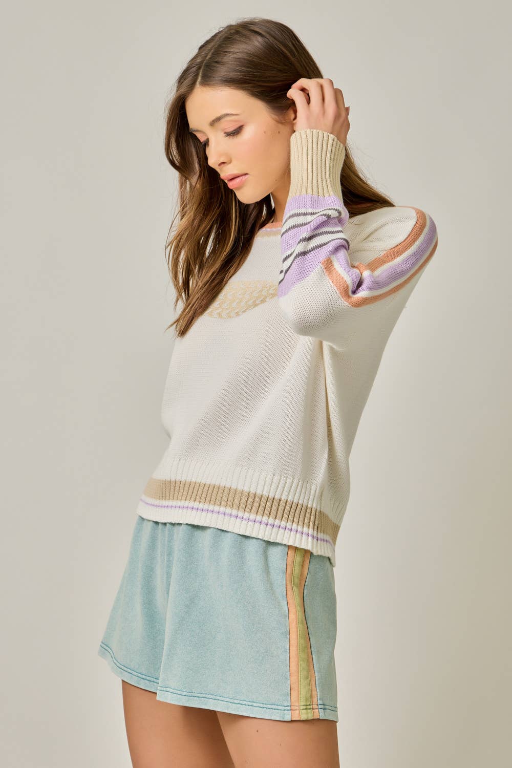 61359 Color Block Pullover Sweater