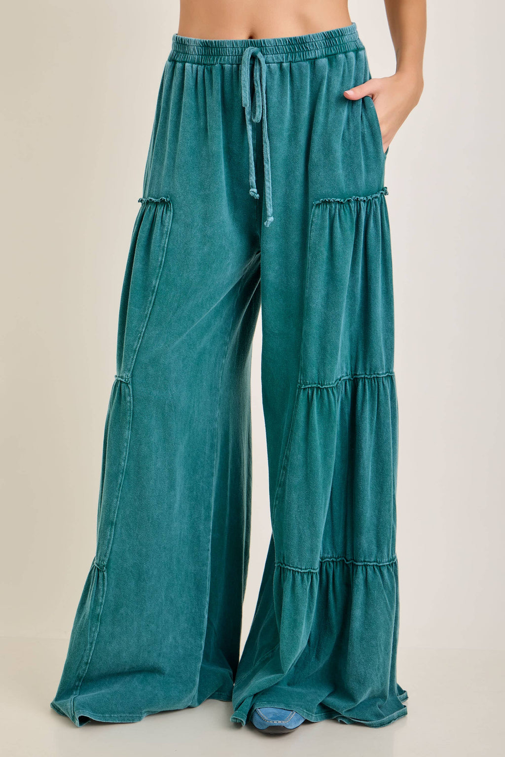 Mineral Washed Tiered Wide Leg Pants HP5033P1