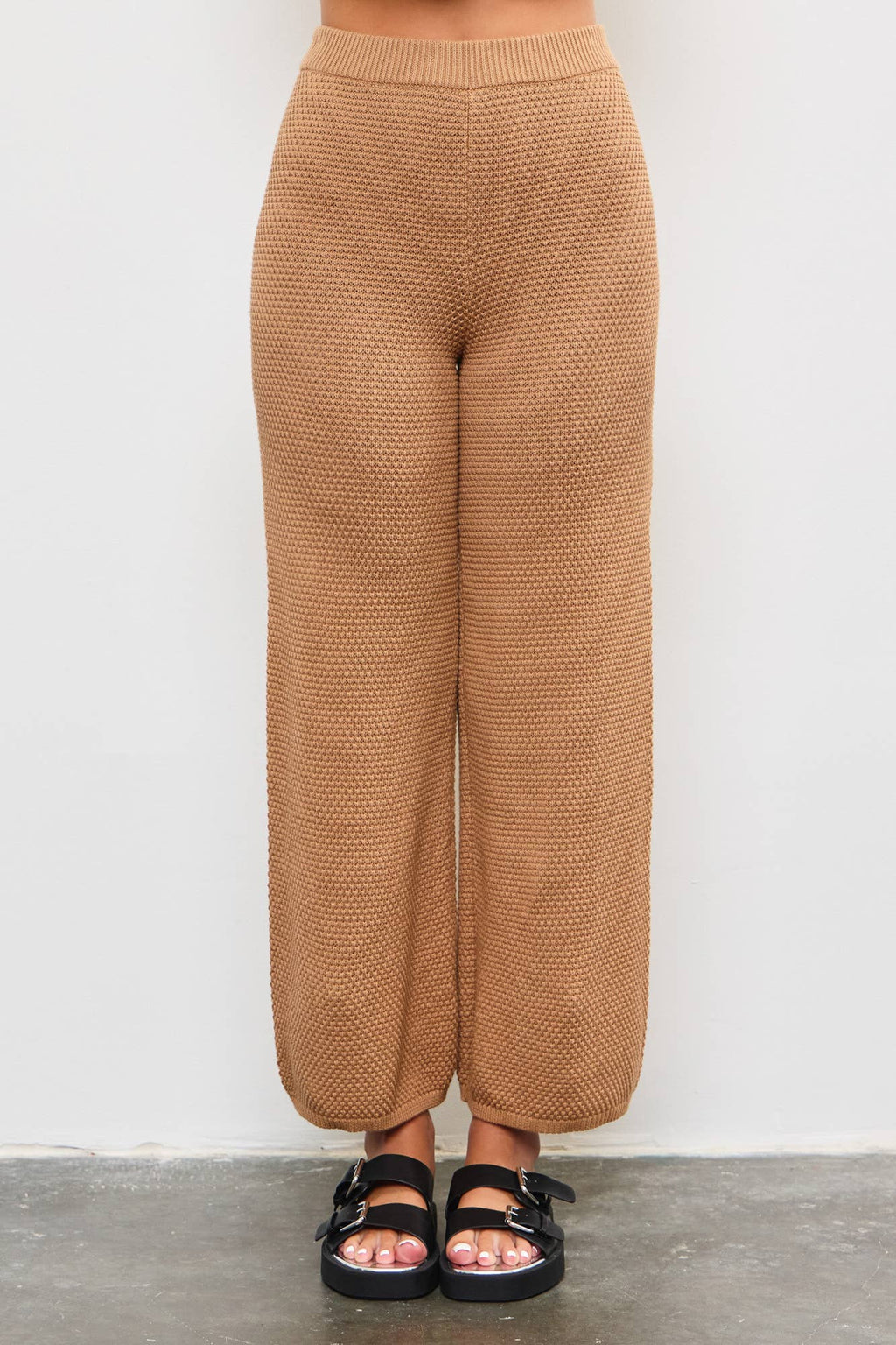 KNIT WIDE LEG PANTS