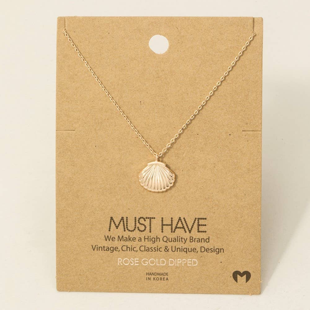 Gold Dipped Clam Shell Pendant Necklace