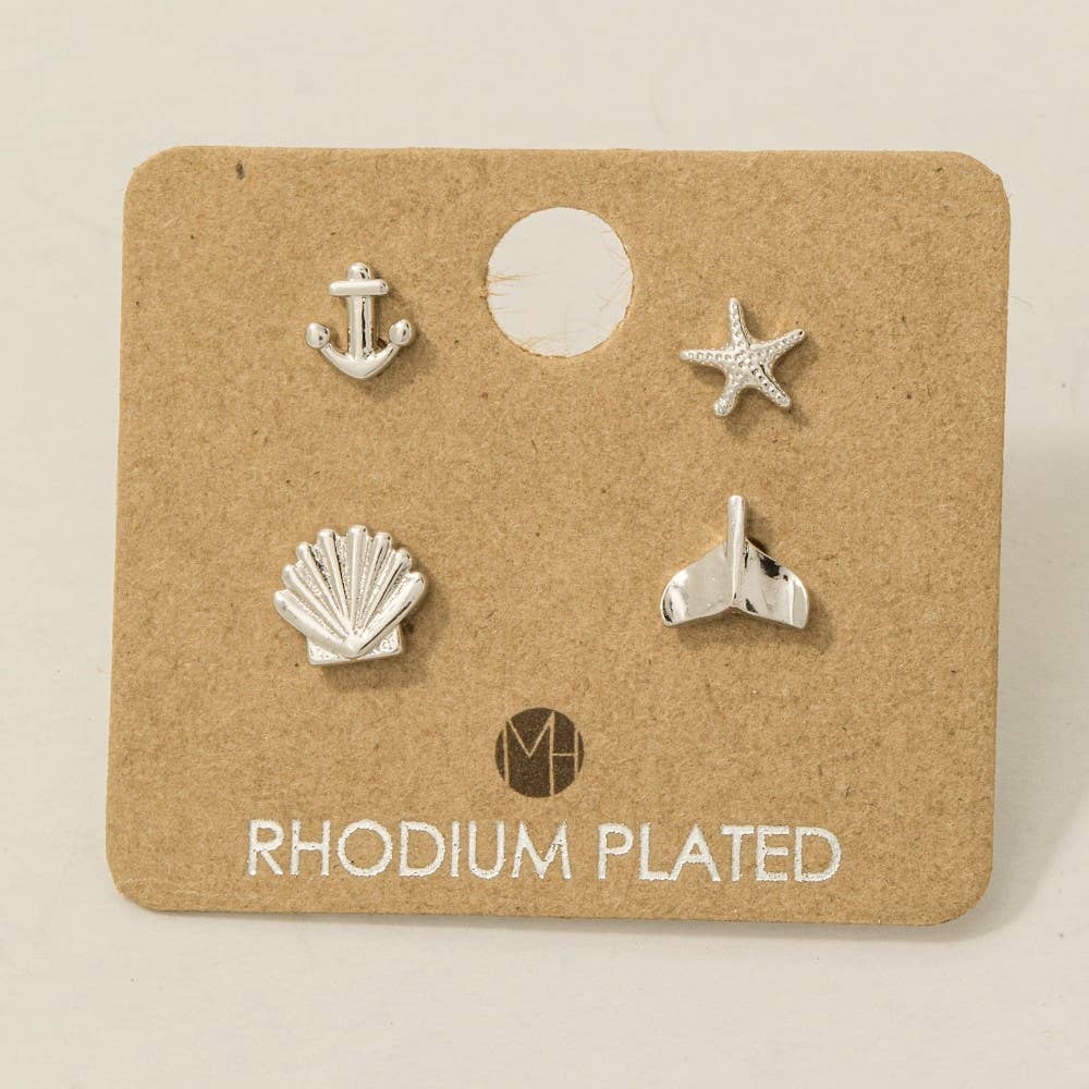 Gold Dipped Mini Sea Life Stud Earrings Set