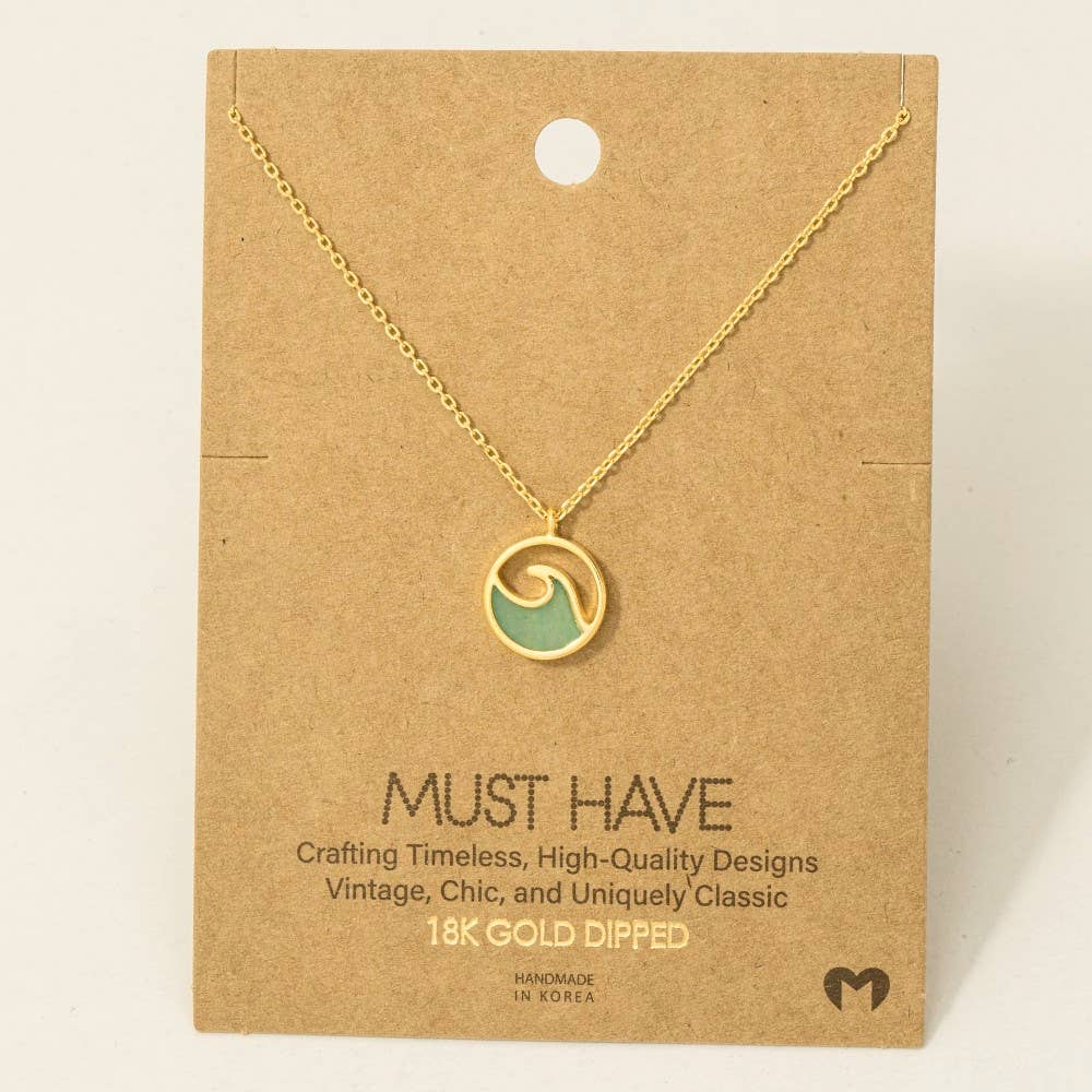 Round Wave Coin Pendant Necklace