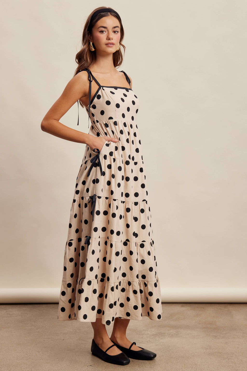 Polka Dot Tiered Maxi Dress LD1634