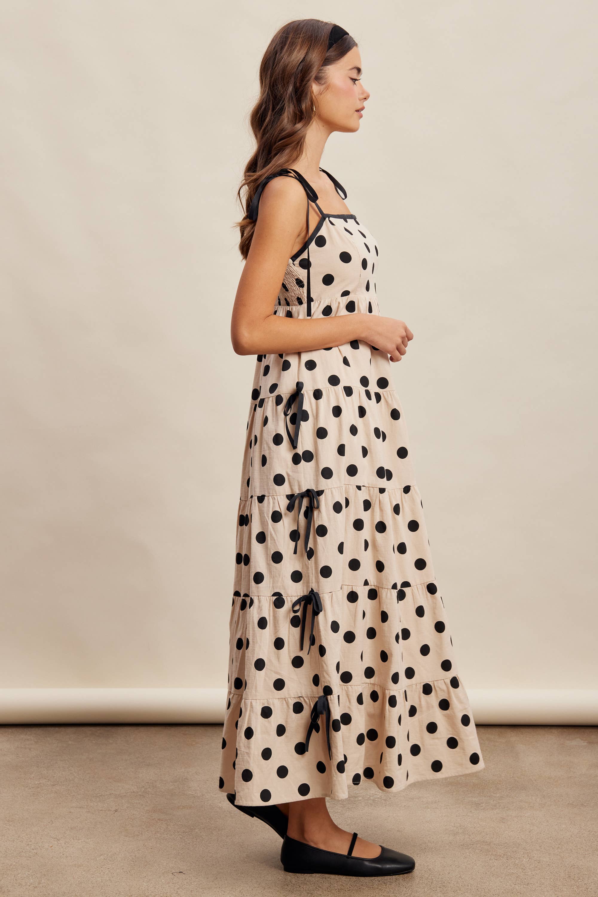 Polka Dot Tiered Maxi Dress LD1634
