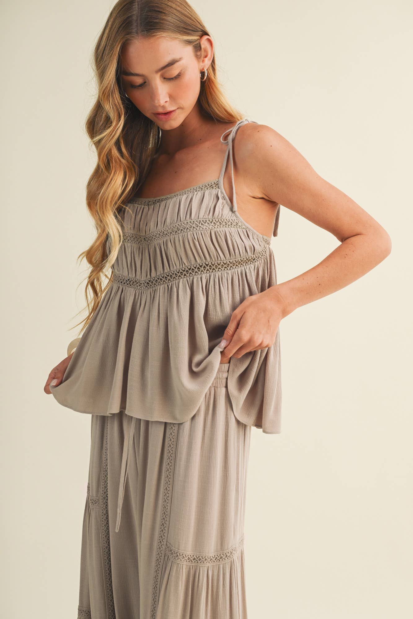 Square-Neck Smocked Bodice Top