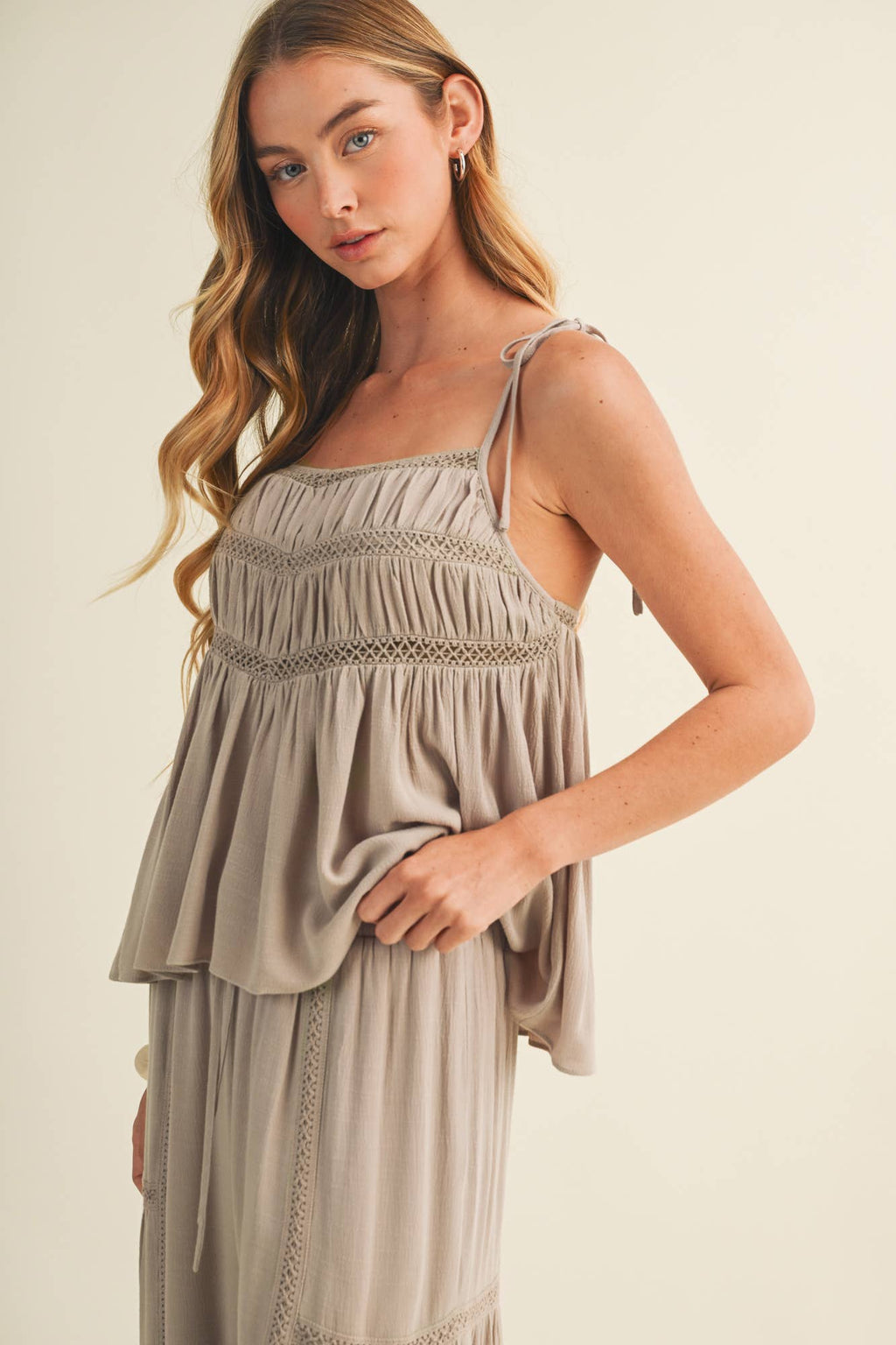 Square-Neck Smocked Bodice Top