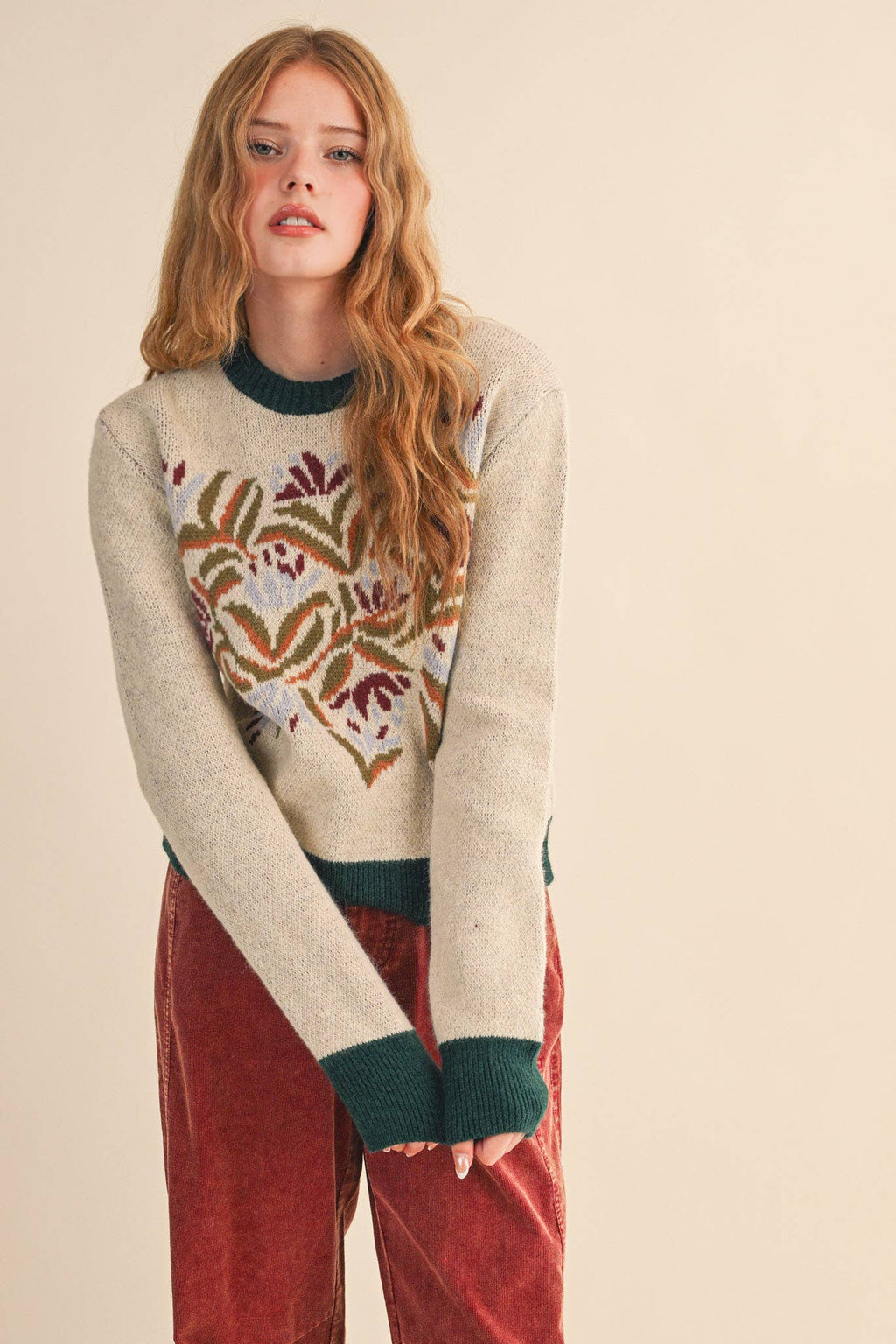 FLORAL KNIT SWEATER MSW11218