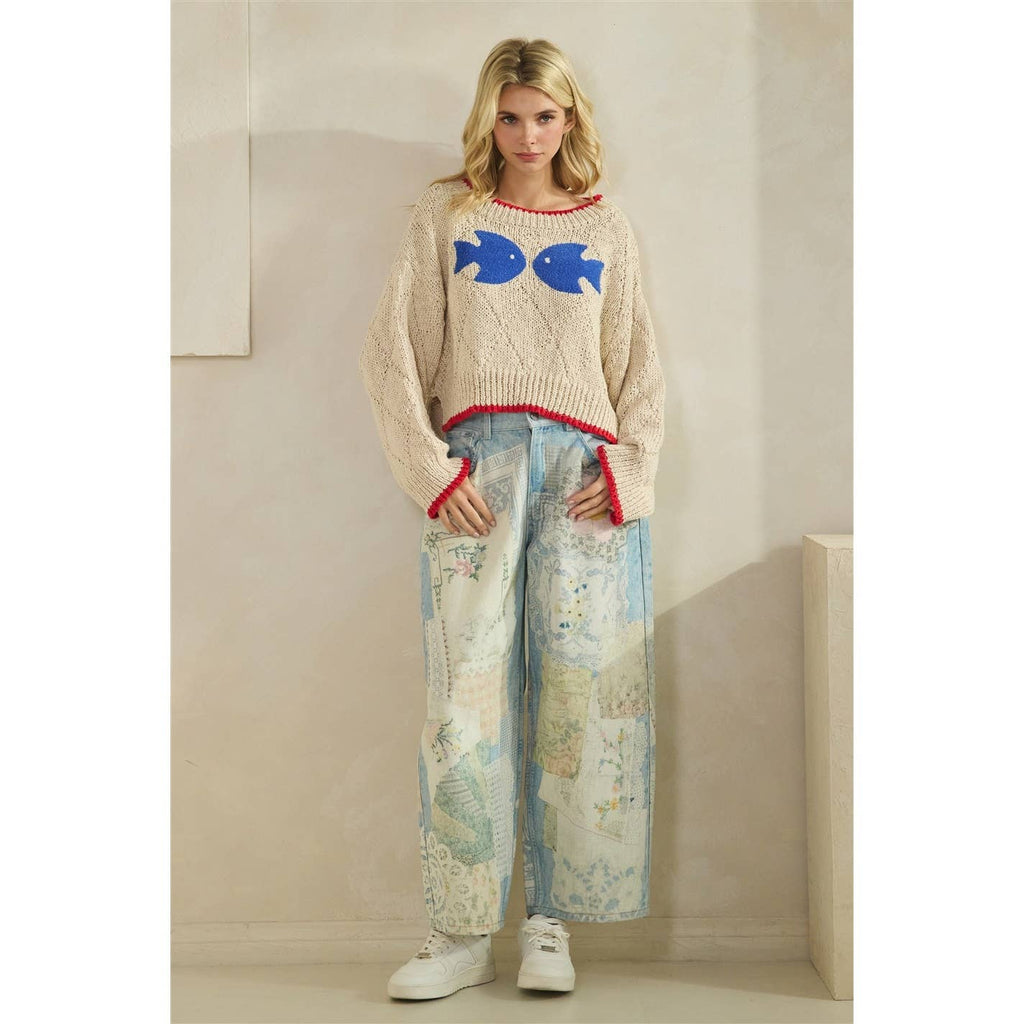 Printed Knitted Sweater