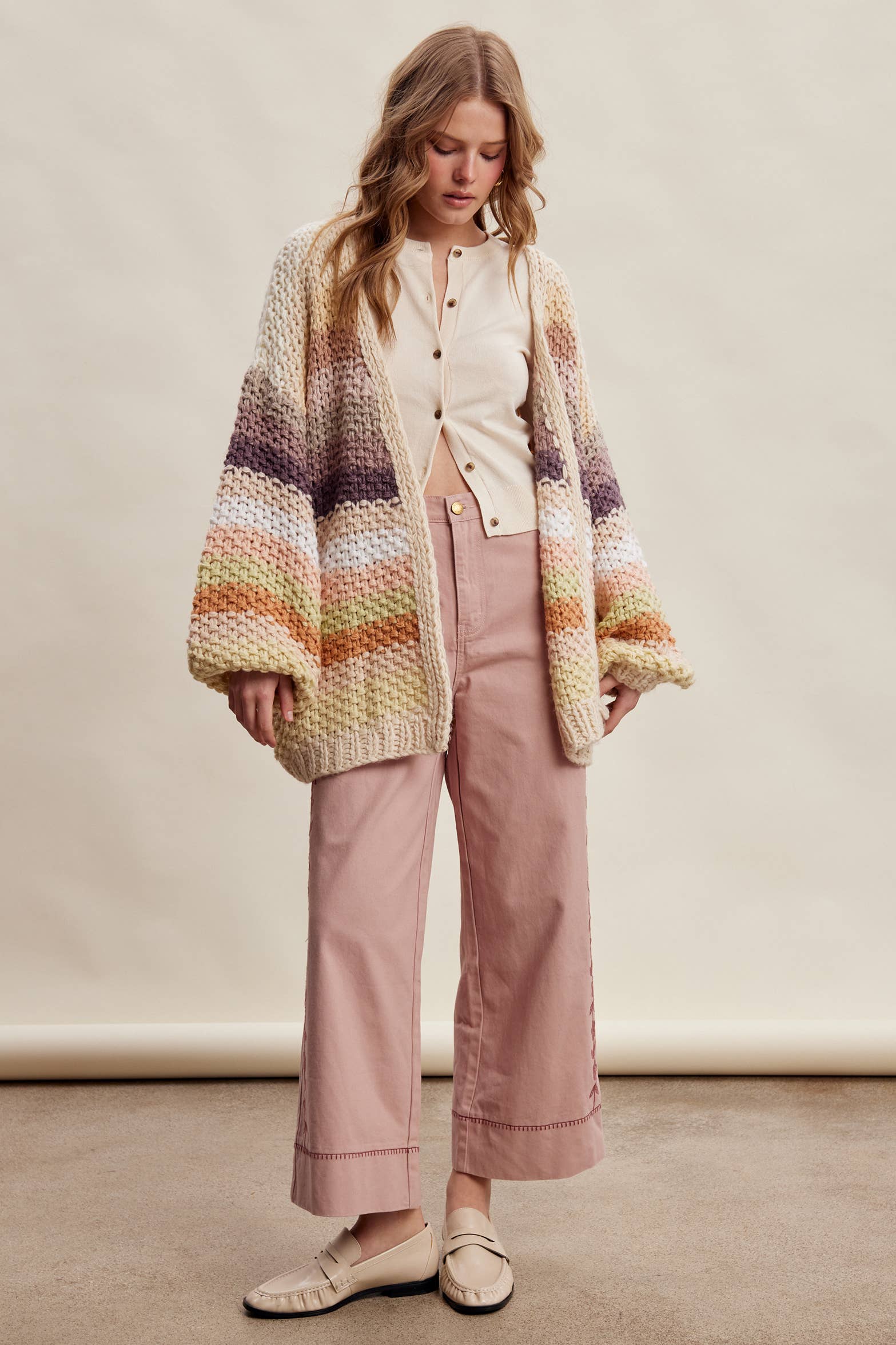 Rainbow Hand-Crochet Open Cardigan LSW0620