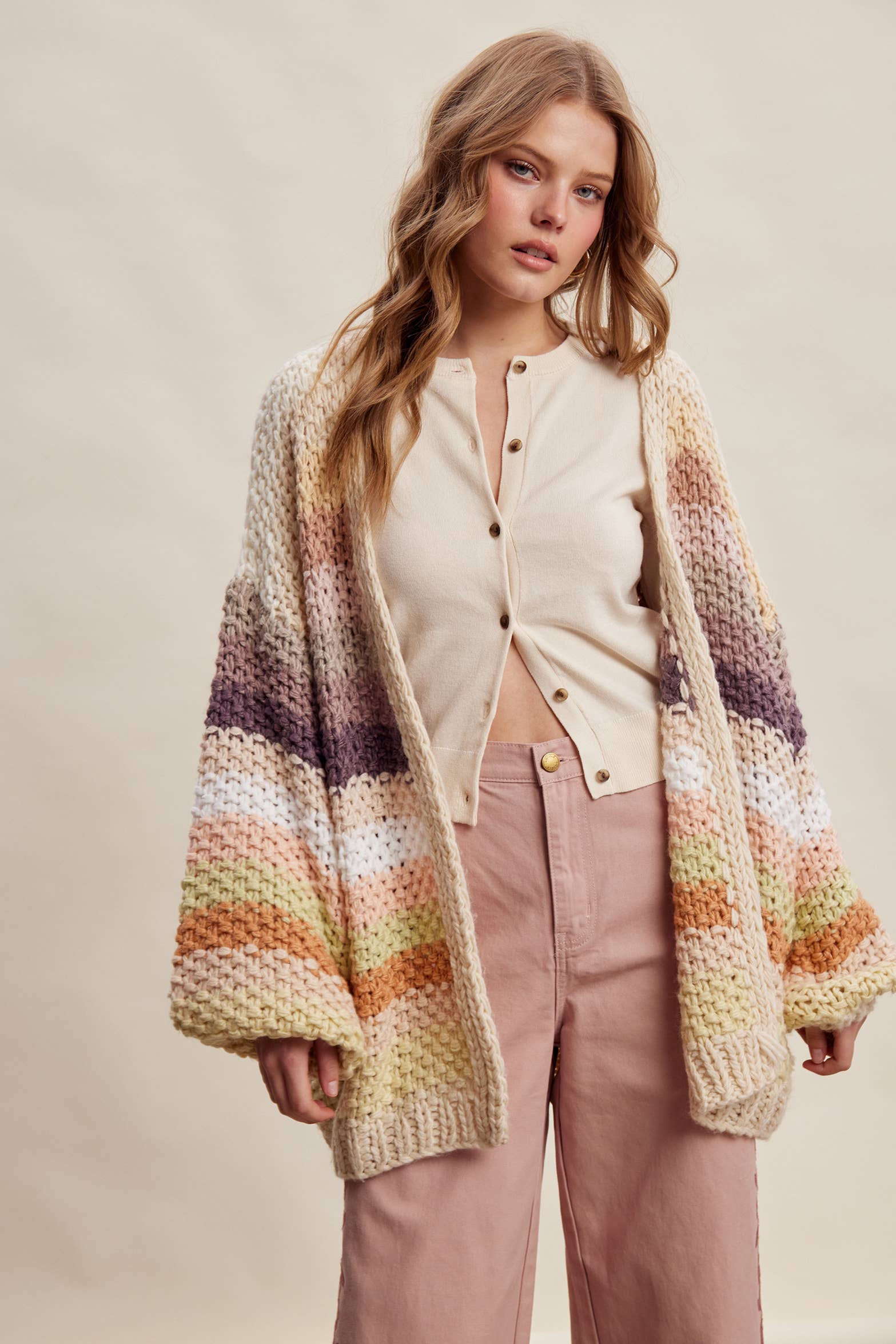 Rainbow Hand-Crochet Open Cardigan LSW0620