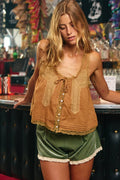 IT2442 | Bow Tie Front Lace Trimmed Tank Top