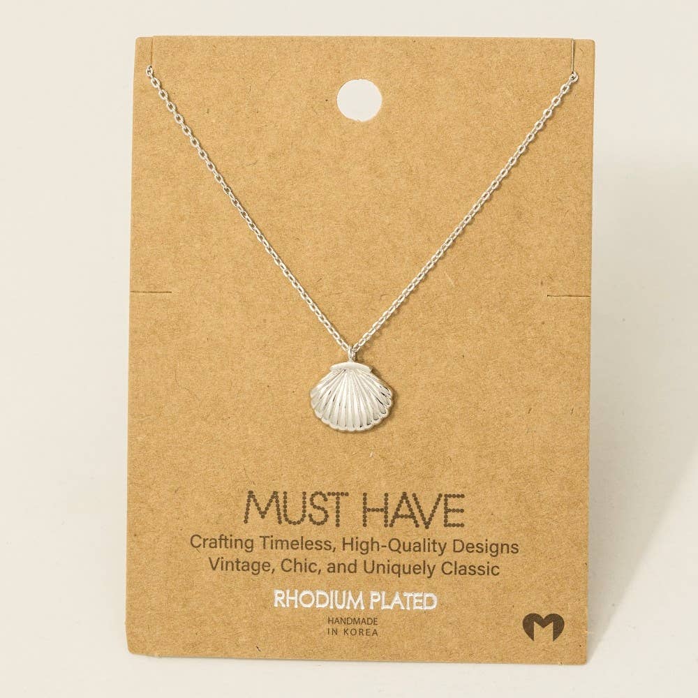 Gold Dipped Clam Shell Pendant Necklace