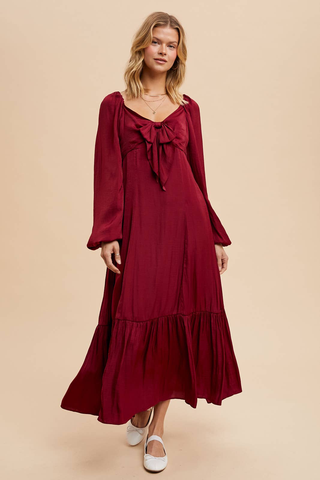 BOW SATIN MAXI DRESS