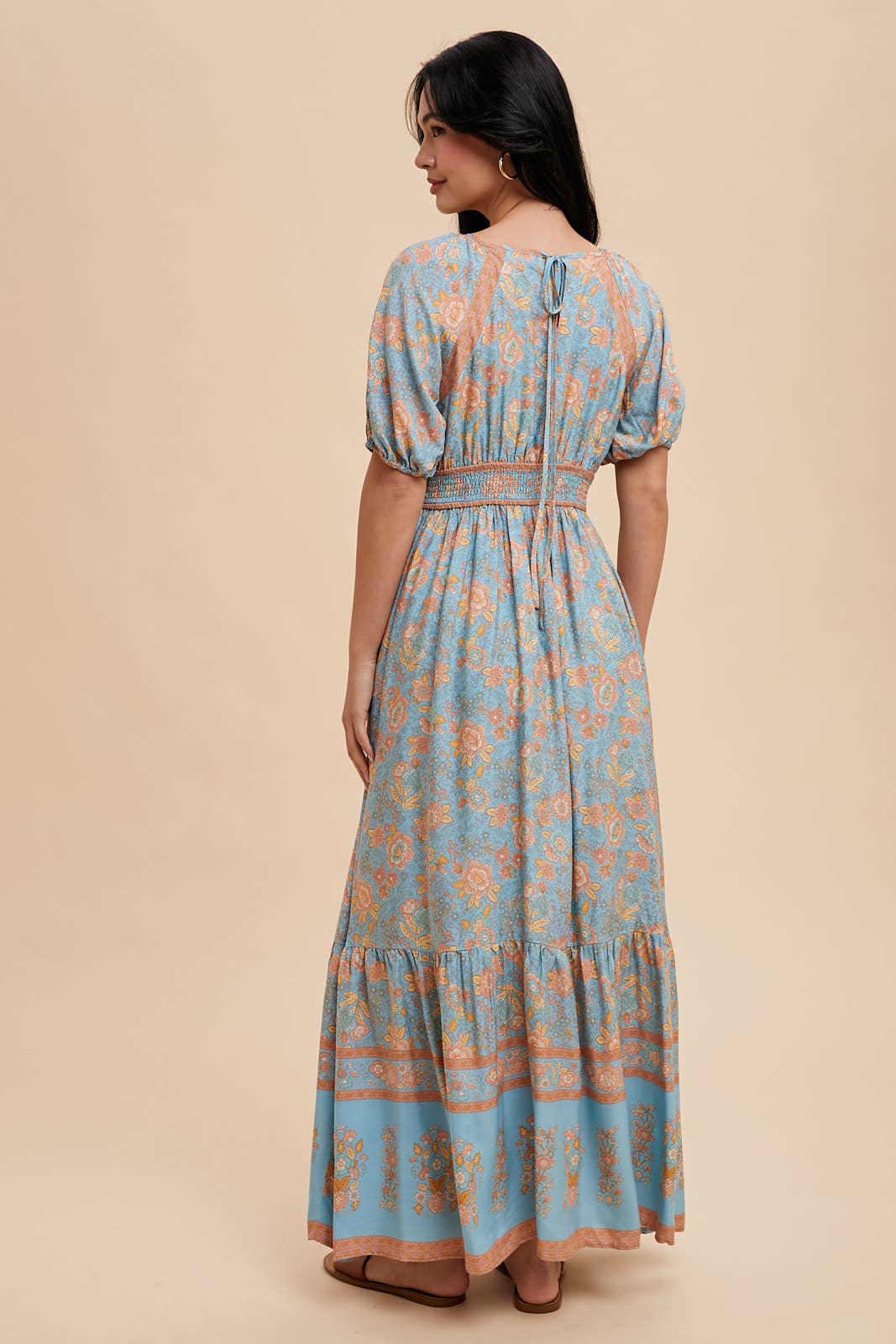 BORDER PRINT MAXI DRESS