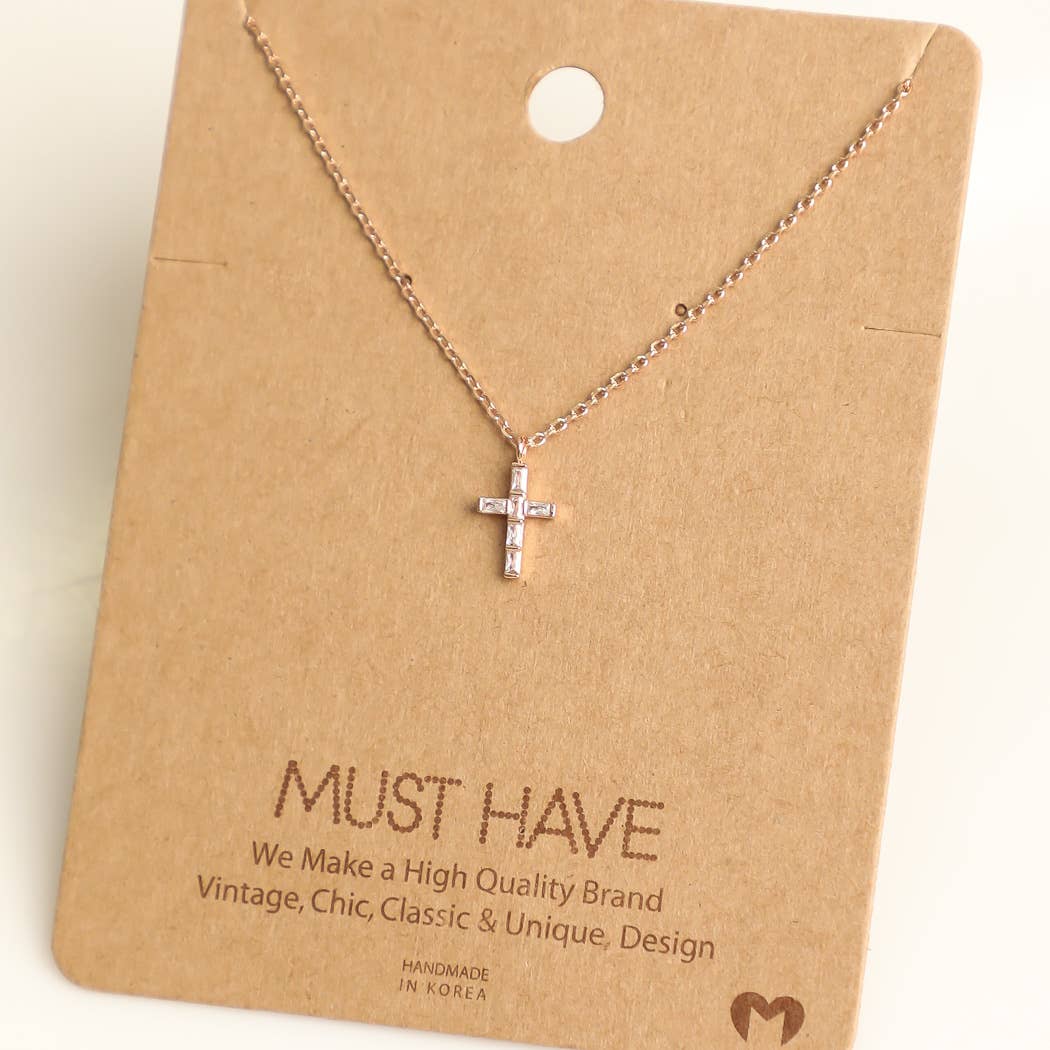 Mini Studded Cross Pendant Necklace