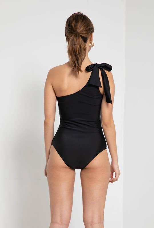 One-Off Shoulder with Tie Ribbon-F1803_Solid Black