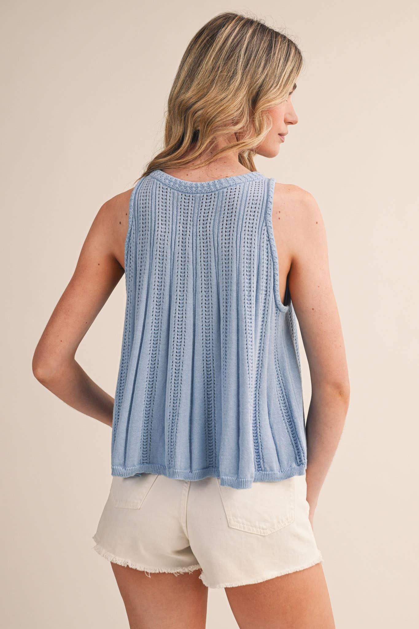 SLEEVELESS POINTELLE SWEATER KNIT TANK MSW11314