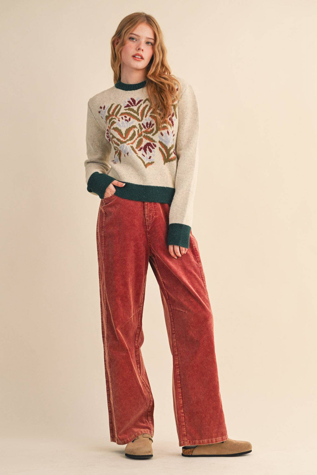 FLORAL KNIT SWEATER MSW11218