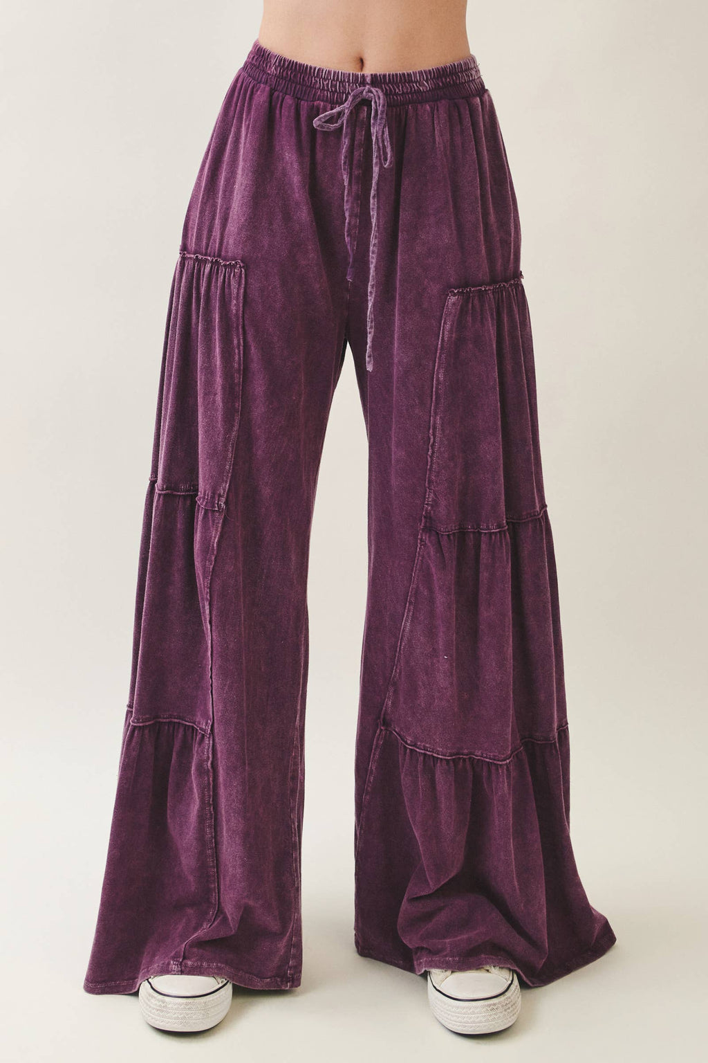 Mineral Washed Tiered Wide Leg Pants HP5033P1