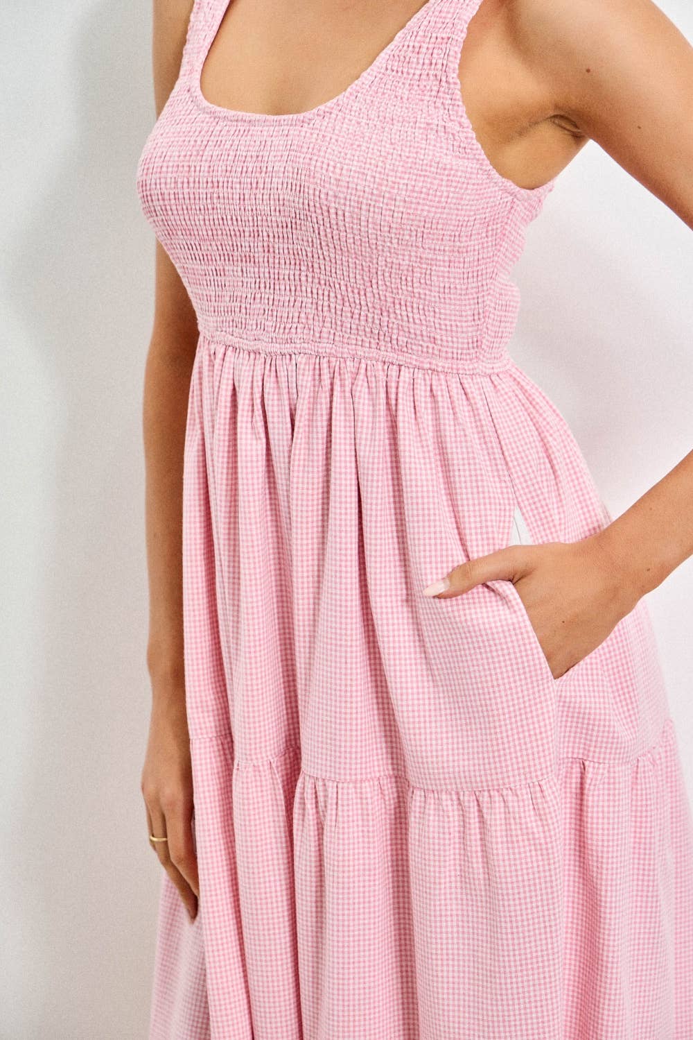 SMOCKED BODICE MAXI DRESS