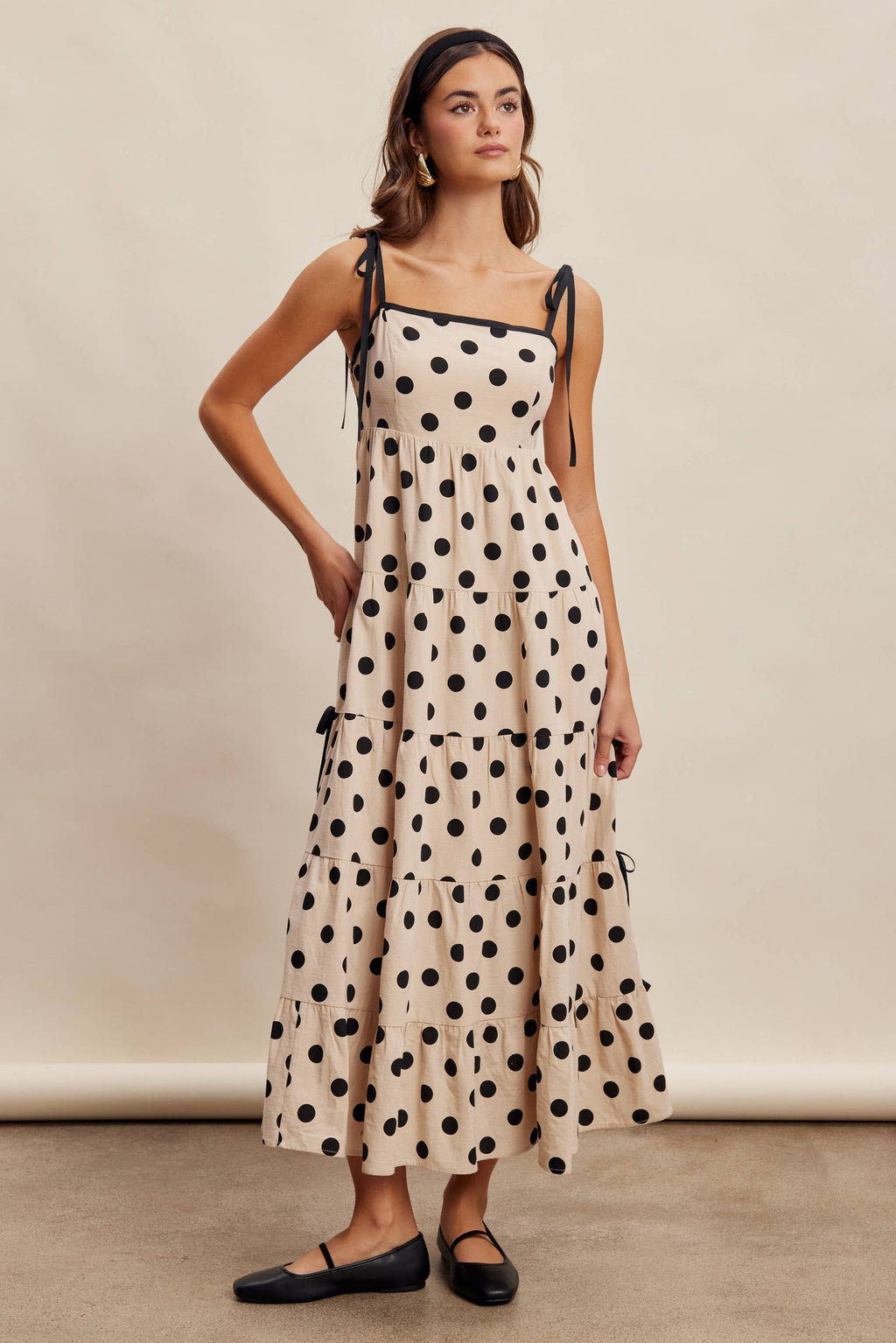 Polka Dot Tiered Maxi Dress LD1634