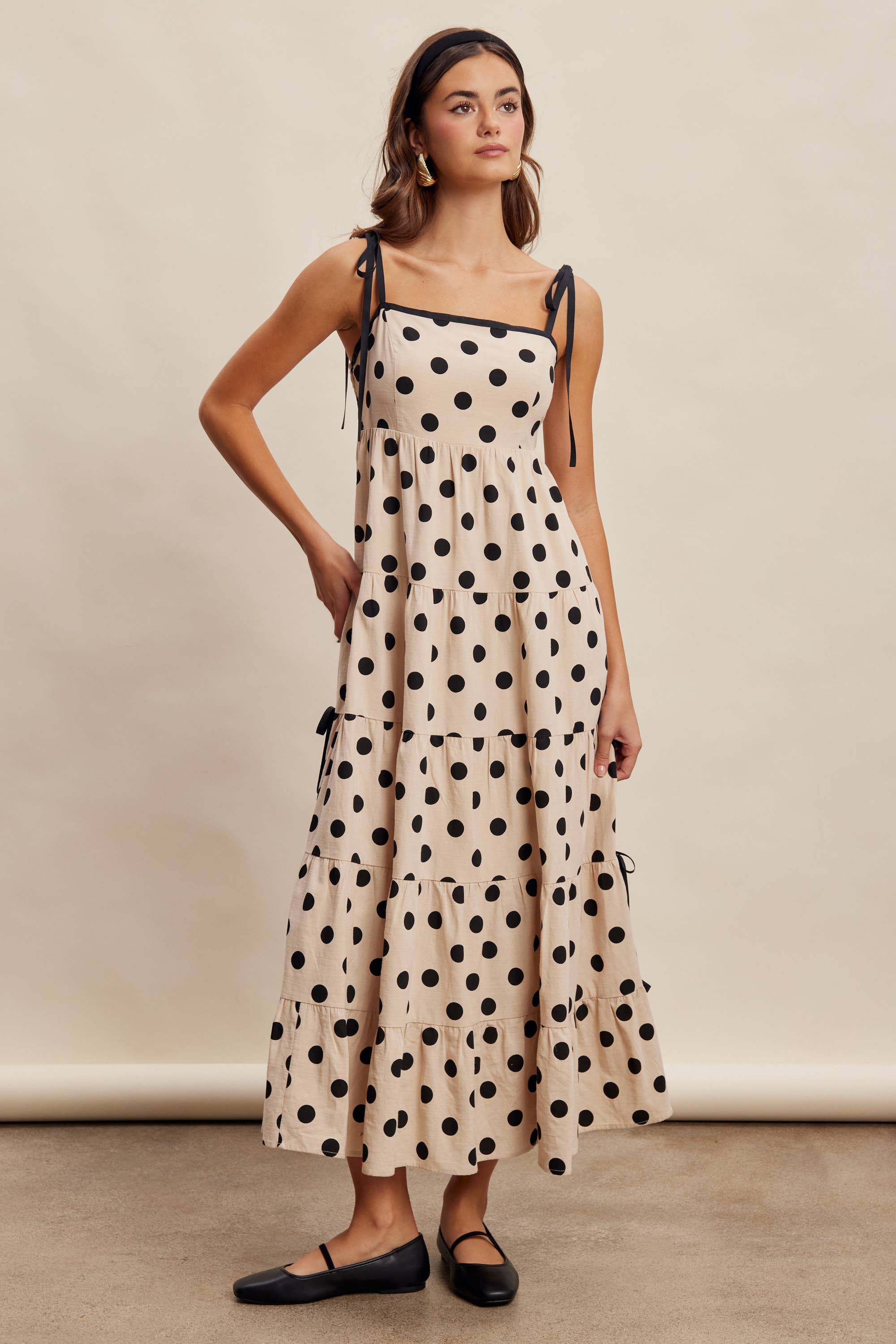 Polka Dot Tiered Maxi Dress LD1634
