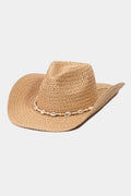 Cowrie Shell Straw Braided Cowboy Hat