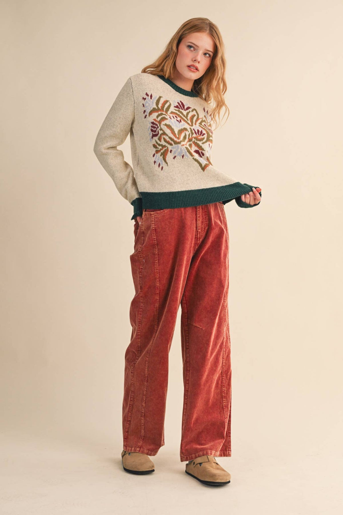 FLORAL KNIT SWEATER MSW11218