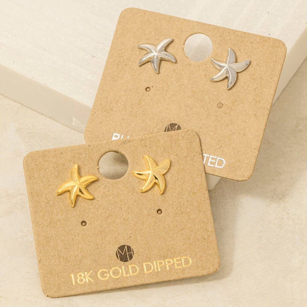 Gold Dipped Dainty Starfish Stud Earrings