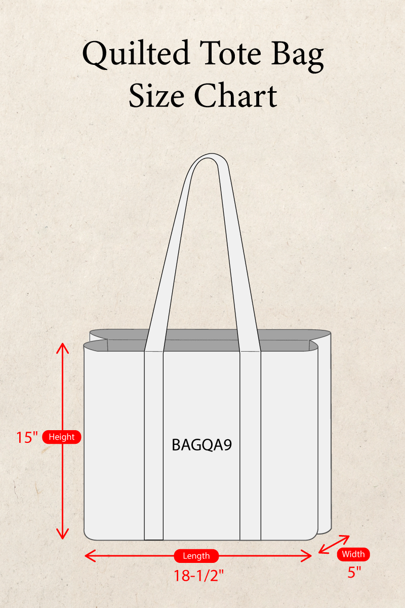Quilted Striped Binding Roomy Fit Ivory Tote Bag