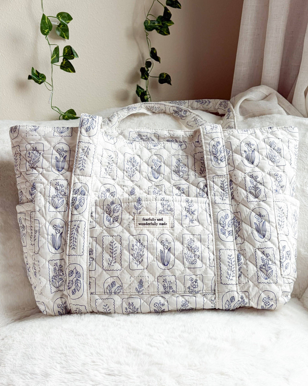 Fearfully and Wonderfully Made Cotton Quilted Tote Bag