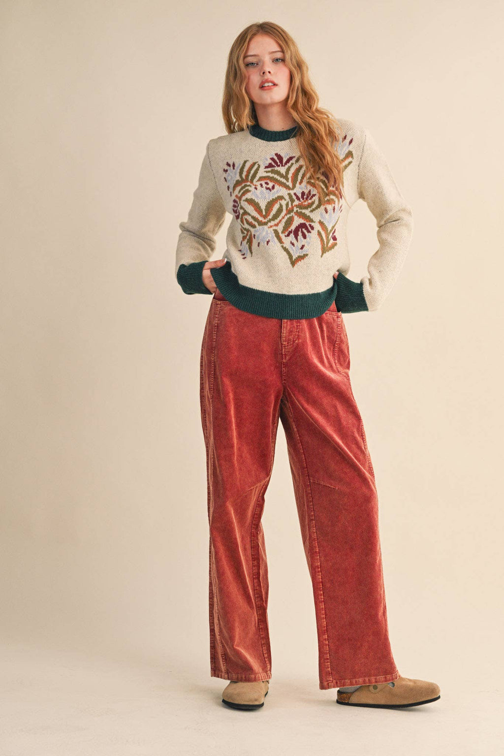 FLORAL KNIT SWEATER MSW11218
