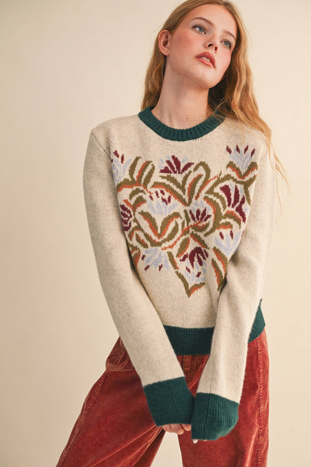FLORAL KNIT SWEATER MSW11218