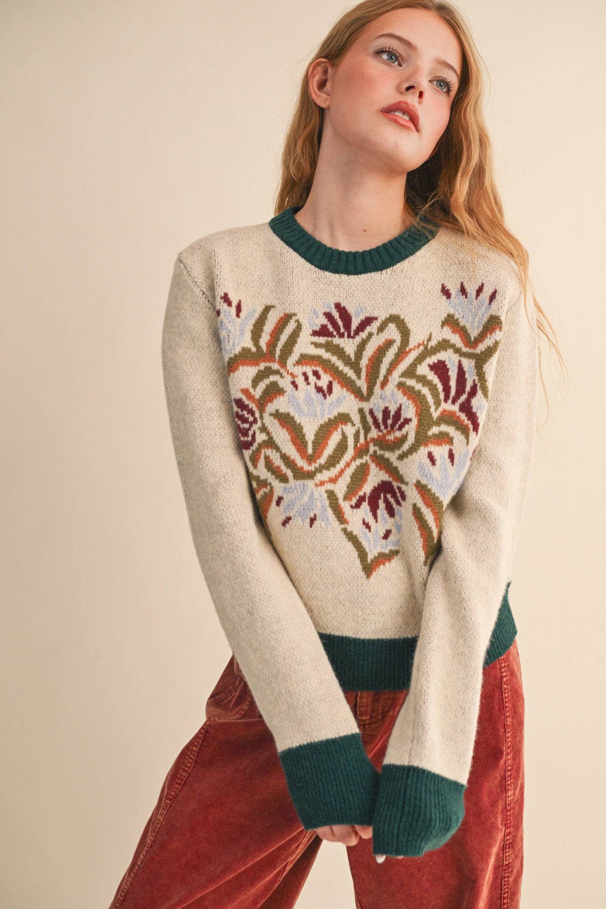 FLORAL KNIT SWEATER MSW11218