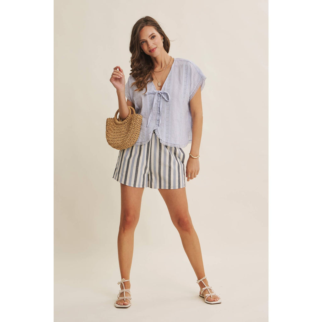 LACE WANDERLUST RELAXED BUTTON-DOWN BLOUSE WITH DOLMAN SLVS