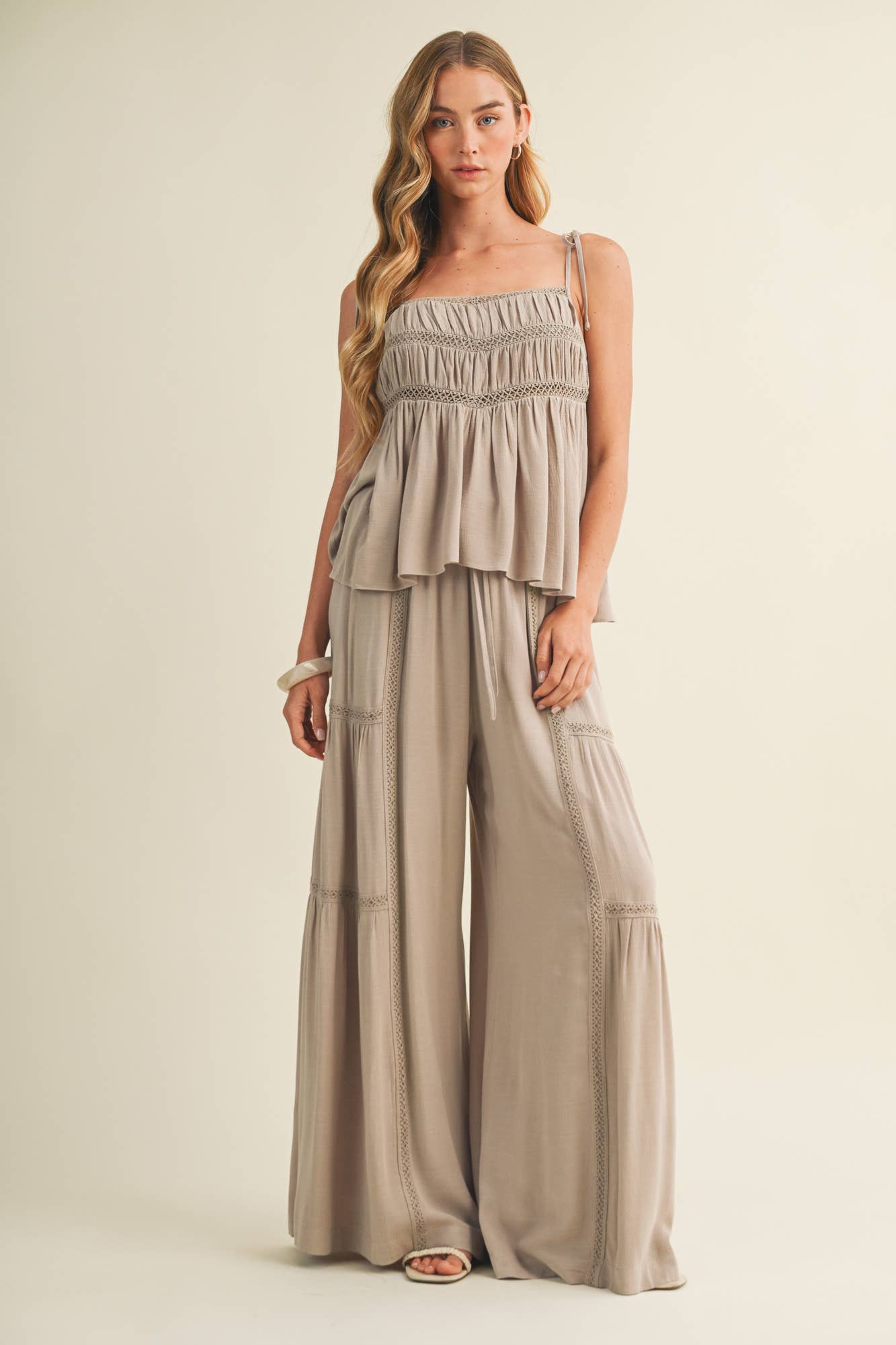 Square-Neck Smocked Bodice Top