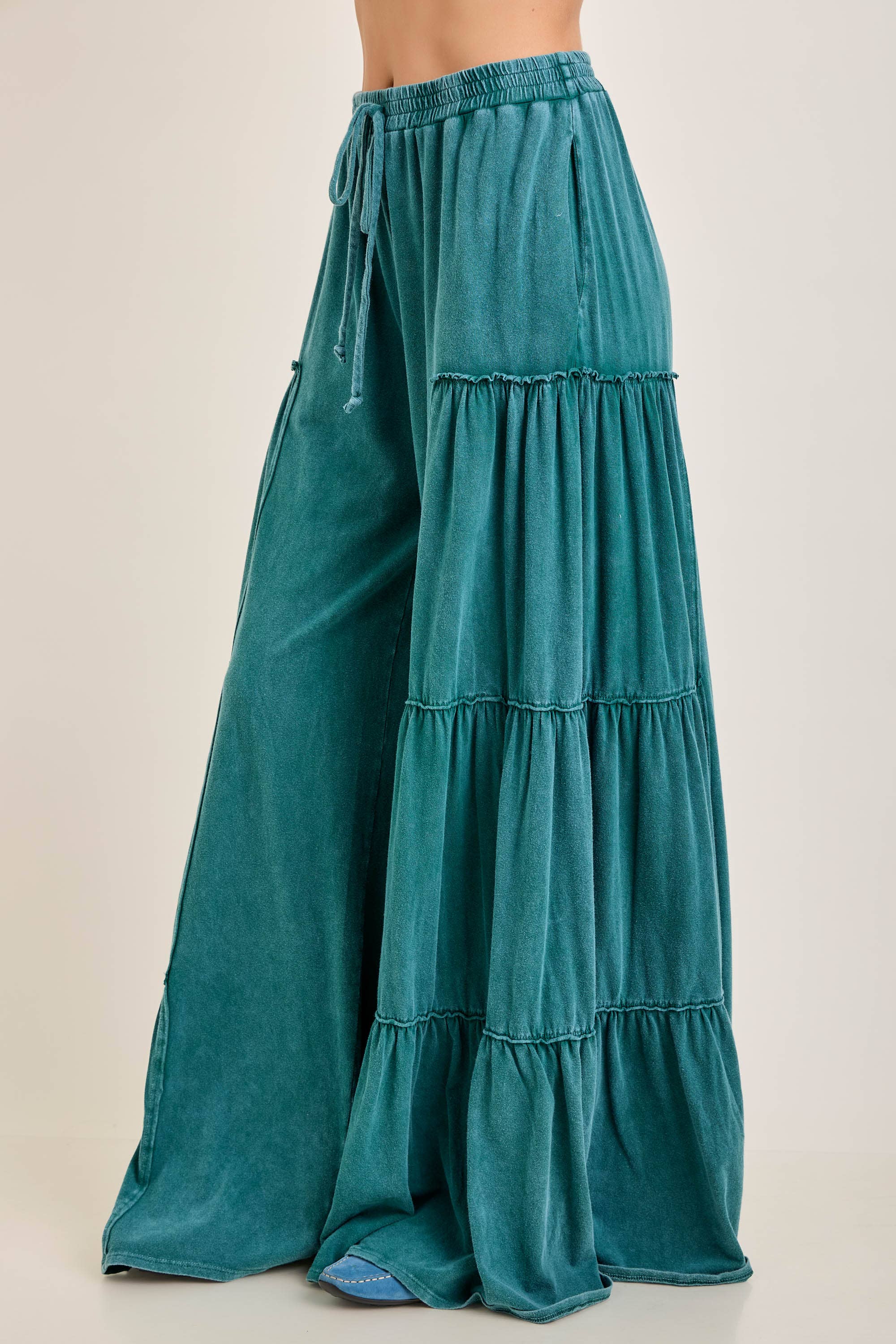 Mineral Washed Tiered Wide Leg Pants HP5033P1