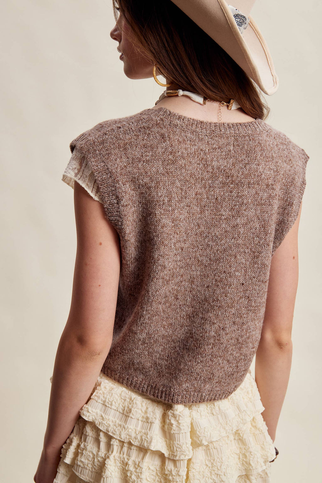 Floral Embroidered Knit Vest LSW1110