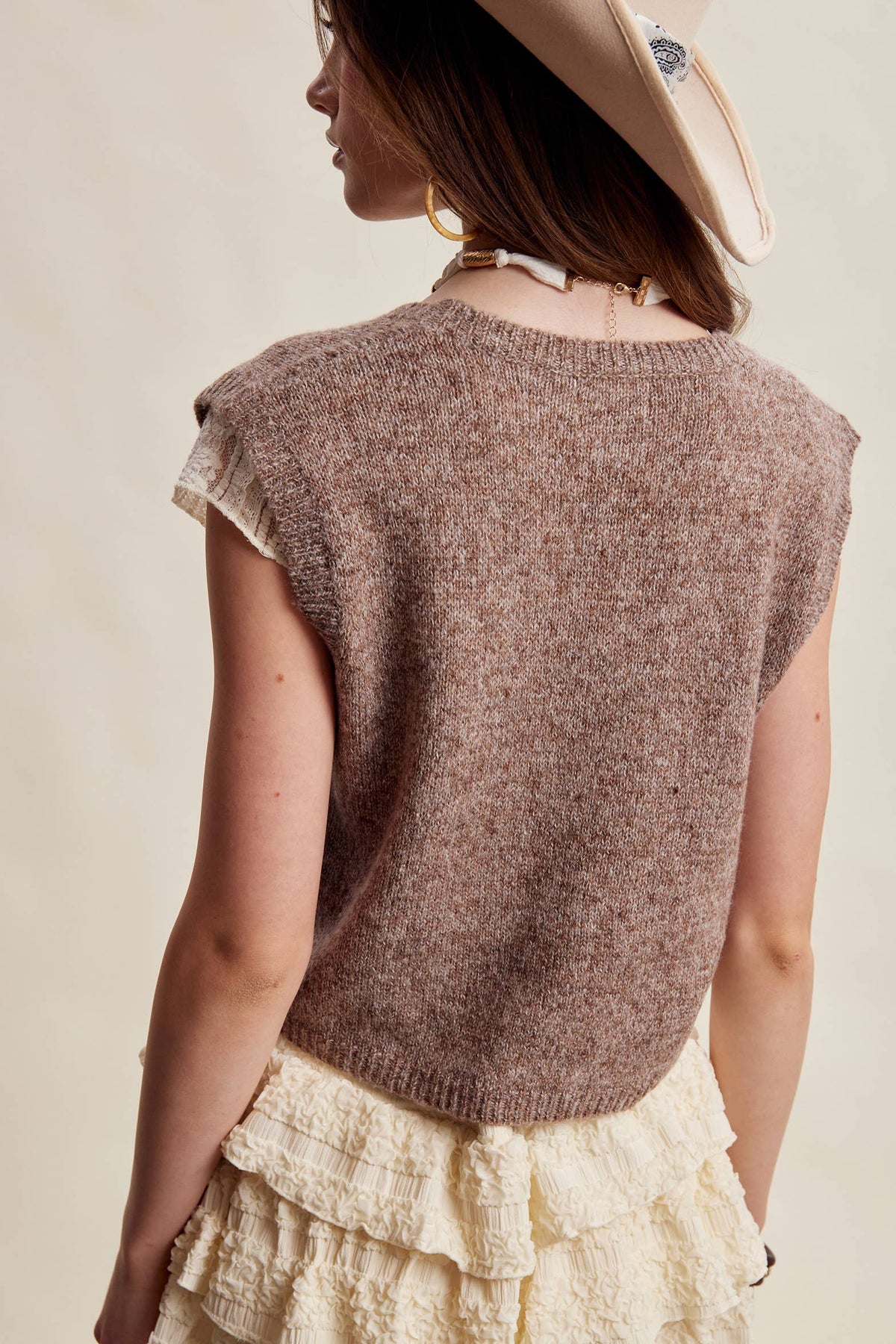 Floral Embroidered Knit Vest LSW1110