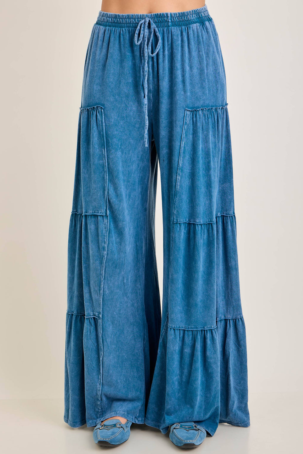 Mineral Washed Tiered Wide Leg Pants HP5033P1