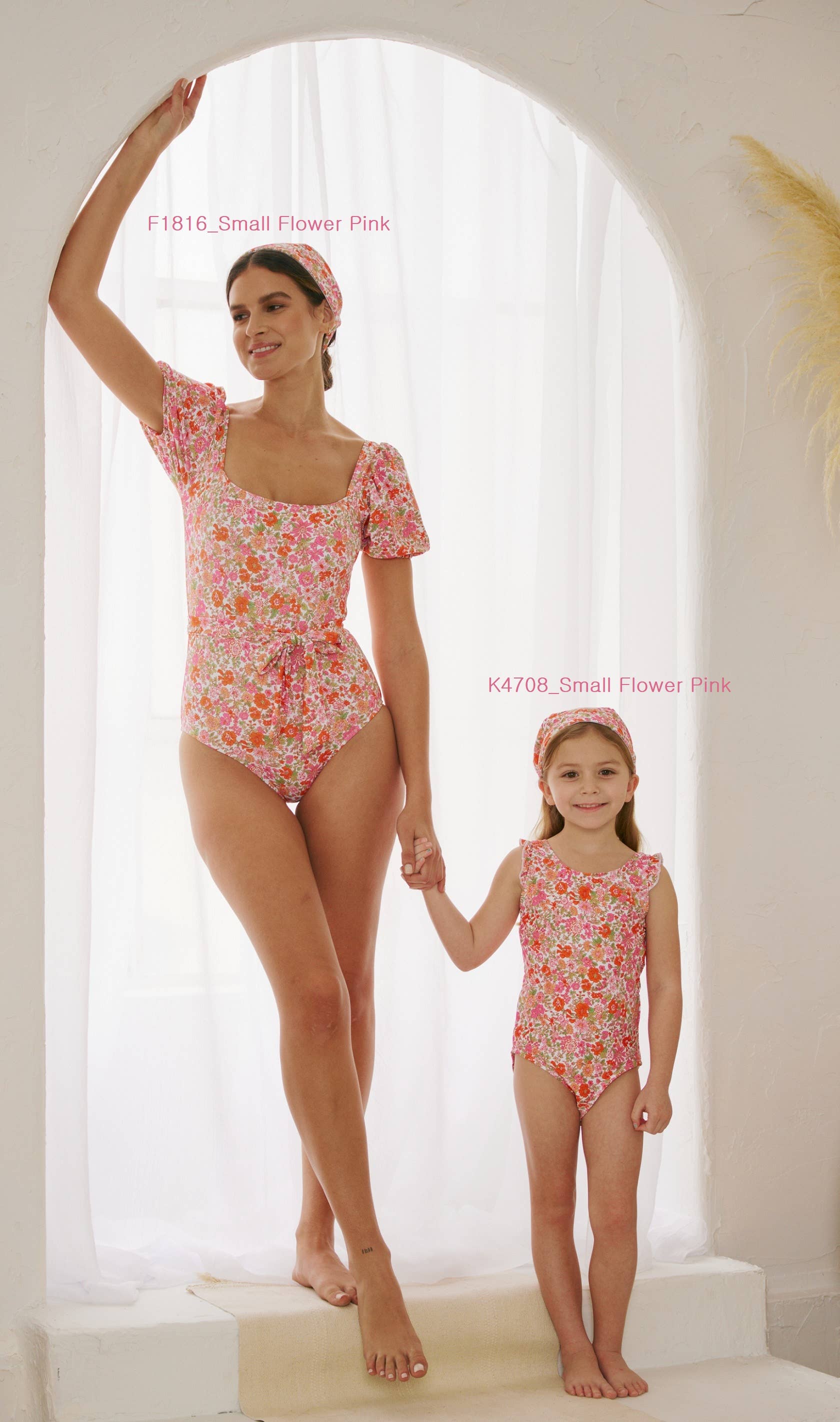 Puff sleeve 1pc-F1816_Small Flowers Pink