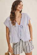 LACE WANDERLUST RELAXED BUTTON-DOWN BLOUSE WITH DOLMAN SLVS