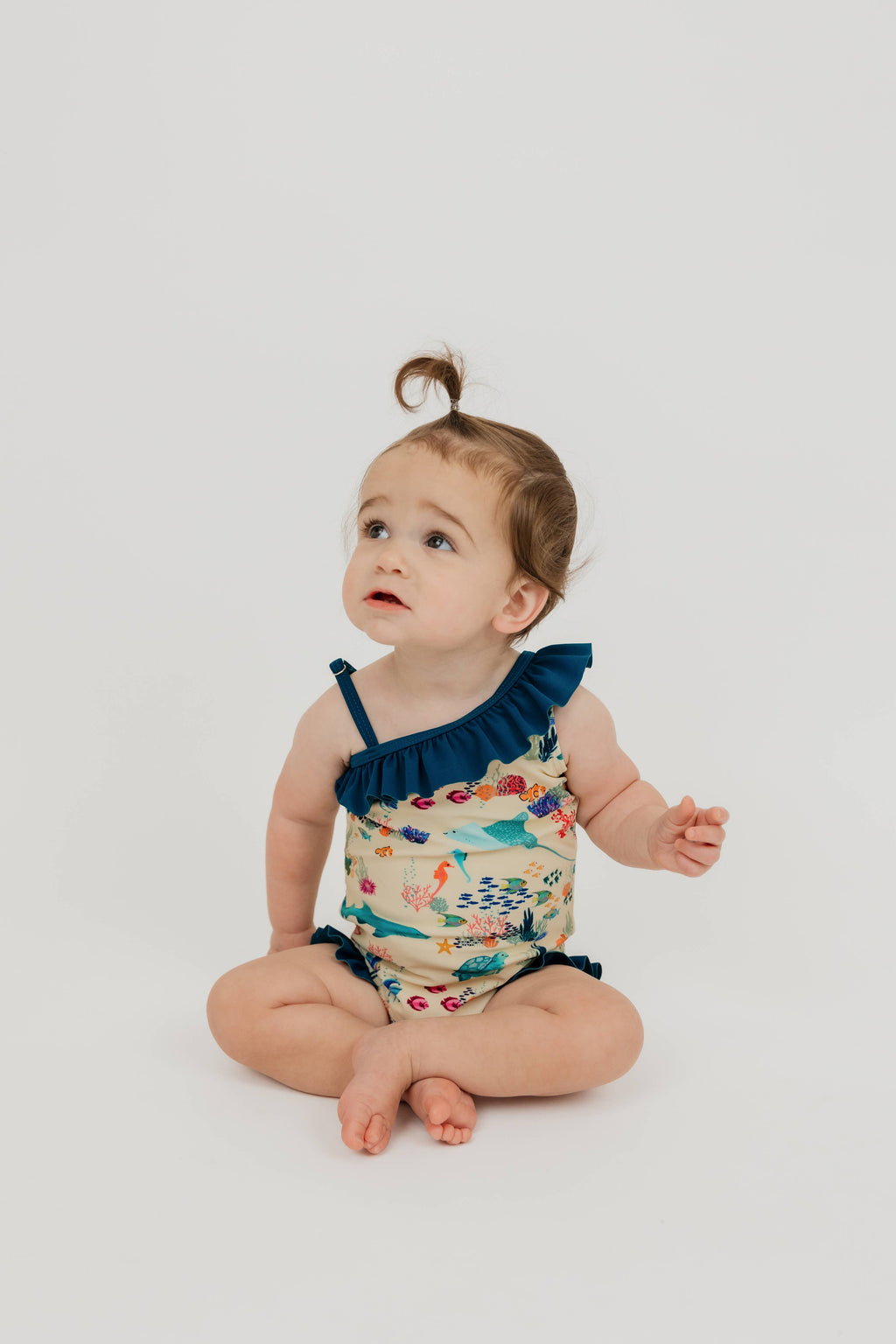 Coral Reef Ruffle Leg One Piece Girls Swimsuit