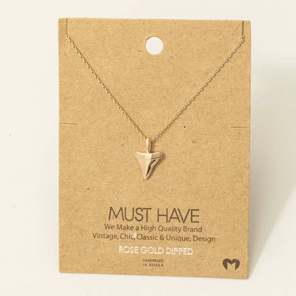 Gold Dipped Shark Tooth Pendant Necklace