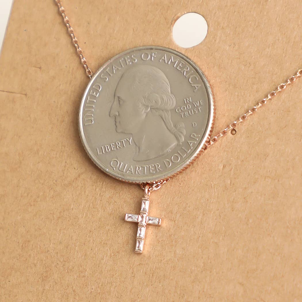 Mini Studded Cross Pendant Necklace