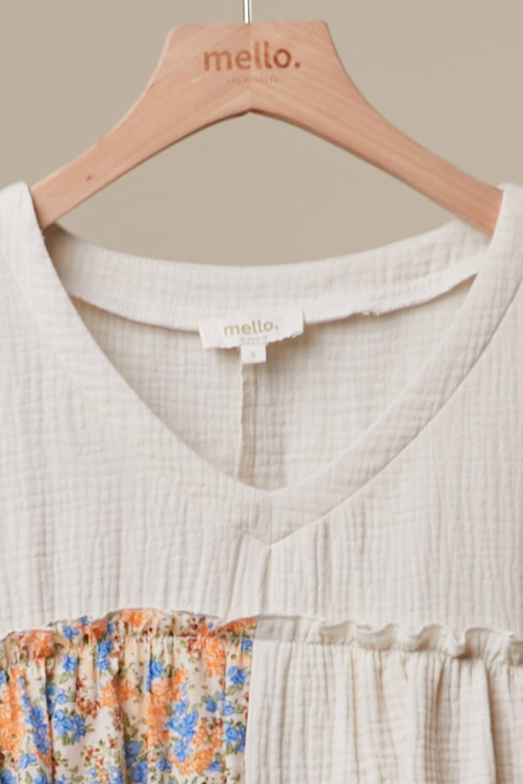 Vintage Patchwork Ruffle Hem Top